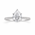 Pear-Shaped Diamond Ring – White Gold Plated Engagement & Promise Ring | Sunshine Jewelry
