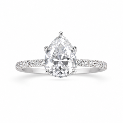 Pear-Shaped Diamond Ring – White Gold Plated Engagement & Promise Ring | Sunshine Jewelry