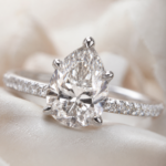 Pear-Shaped Diamond Ring – White Gold Plated Engagement & Promise Ring | Sunshine Jewelry - Image 3