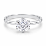 Classic Round Solitaire Ring – White Gold Plated Engagement & Promise Ring | Sunshine Jewelry