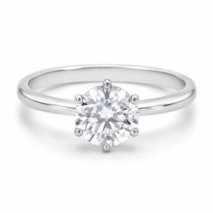 Classic Round Solitaire Ring – White Gold Plated Engagement & Promise Ring | Sunshine Jewelry