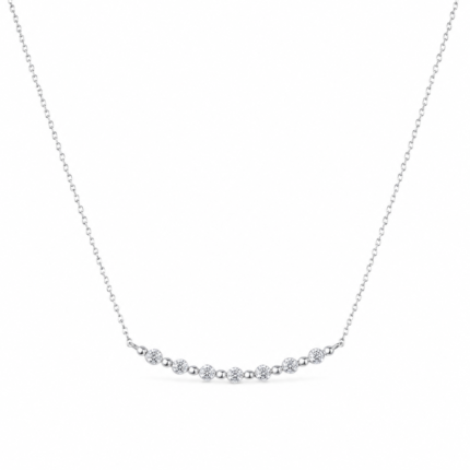 Elegant Micro-Pavé Diamond Bar Necklace – White Gold Plated Jewelry Gift