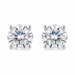 Classic Round Solitaire Stud Earrings – White Gold Plated Jewelry Gift