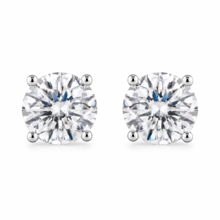 Classic Round Solitaire Stud Earrings – White Gold Plated Jewelry Gift