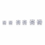 3-Pair Moissanite Stud Earrings Set – 1ct, 3ct & 5ct