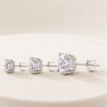 3-Pair Moissanite Stud Earrings Set – 1ct, 3ct & 5ct - Image 4