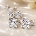 3-Pair Moissanite Stud Earrings Set – 1ct, 3ct & 5ct - Image 3