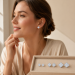 Set Round Stud Moissanite Jewelry set - E17494-SETS – Image 2