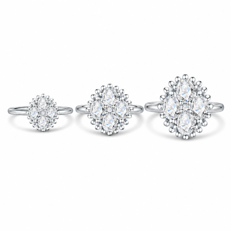 Round Moissanite Ring Set – 2.5mm, 3.0mm & 3.5mm