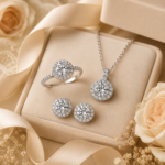 Luxury Halo Moissanite Jewelry Set – Ring, Earrings & Necklace - Image 5