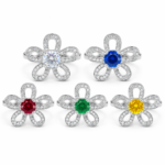Floral Moissanite Ring Set – Five Color Stones