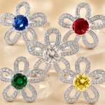 Floral Moissanite Ring Set – Five Color Stones - Image 3