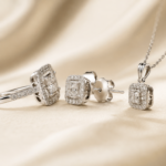 Princess-Cut Halo Moissanite Jewelry Set – Ring, Earrings & Necklace - Image 4