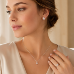 Simple Marquise Moissanite Jewelry Set – Ring, Earrings & Necklace - Image 2