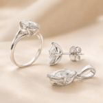 Simple Marquise Moissanite Jewelry Set – Ring, Earrings & Necklace - Image 3