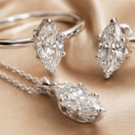 Simple Marquise Moissanite Jewelry Set – Ring, Earrings & Necklace - Image 4