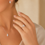 Simple Marquise Moissanite Jewelry Set – Ring, Earrings & Necklace - Image 5