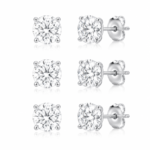 Sunburst Moissanite Stud Earrings three-piece set