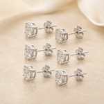 Sunburst Moissanite Stud Earrings three-piece set - Image 5