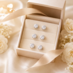 Sunburst Moissanite Stud Earrings three-piece set - Image 6