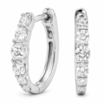 Graduated Moissanite Huggie Hoop Earrings in 925 Sterling Silver