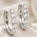 Graduated Moissanite Huggie Hoop Earrings in 925 Sterling Silver - Image 3