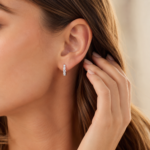 Graduated Moissanite Huggie Hoop Earrings in 925 Sterling Silver - Image 5