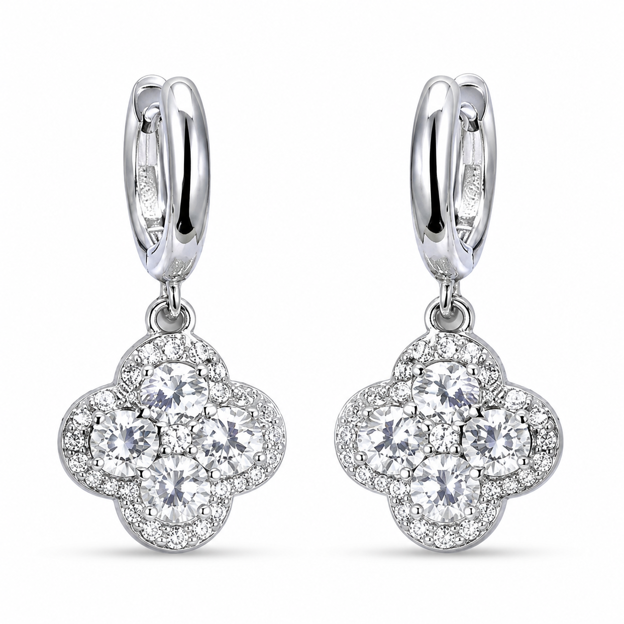 ChatGPT Image 2026年6月9日 19_42_35 (2) Clover Drop Moissanite Huggie Hoop Earrings in 925 Sterling Silver - Image 1