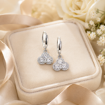 Clover Drop Moissanite Huggie Hoop Earrings in 925 Sterling Silver - Image 6