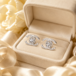 Interlocking Curve Moissanite Stud Earrings in 925 Sterling Silver - Image 6