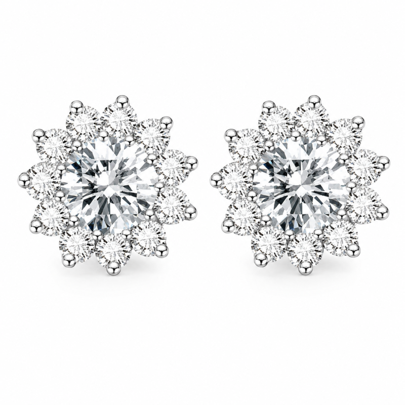 Radiant Bloom Moissanite Stud Earrings