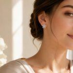Floral Loop Moissanite Stud Earrings - Image 2