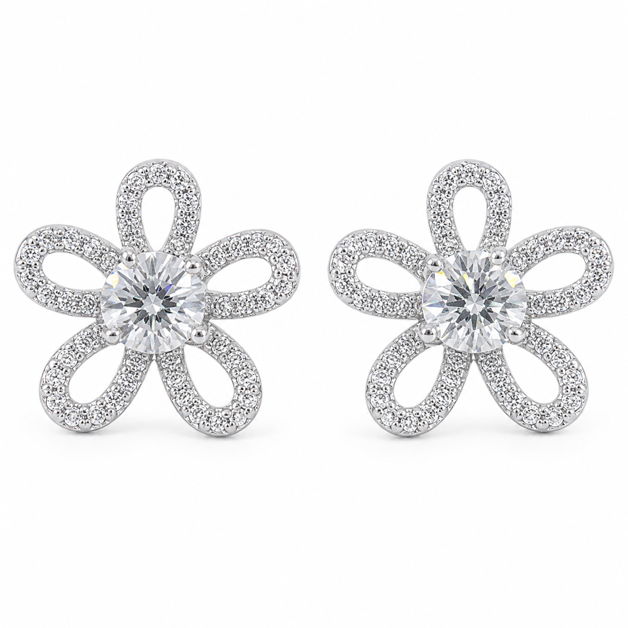 ChatGPT Image 2026年6月9日 20_07_56 (2) Floral Loop Moissanite Stud Earrings - Image 1