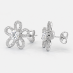 Floral Loop Moissanite Stud Earrings - Image 3