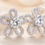 Floral Loop Moissanite Stud Earrings - Image 5
