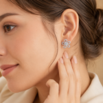 Floral Loop Moissanite Stud Earrings - Image 4