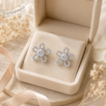 Floral Loop Moissanite Stud Earrings - Image 6
