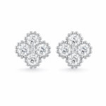 Clover Flower Moissanite Stud Earrings in 925 Sterling Silver