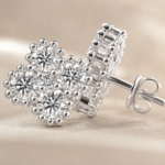 Clover Flower Moissanite Stud Earrings in 925 Sterling Silver - Image 5