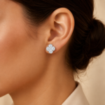 Clover Flower Moissanite Stud Earrings in 925 Sterling Silver - Image 4