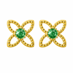 Green Moissanite Flower Stud Earrings in 925 Sterling Silver