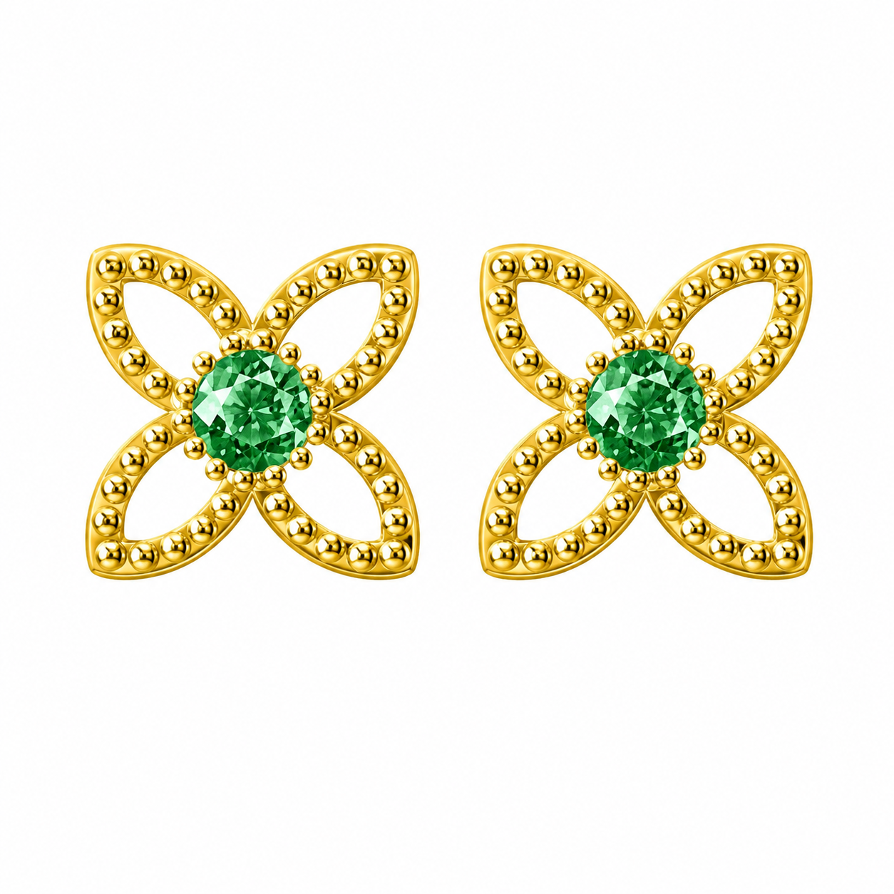 ChatGPT Image 2026年6月9日 20_27_01 (2) Green Moissanite Flower Stud Earrings in 925 Sterling Silver - Image 1