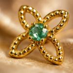Green Moissanite Flower Stud Earrings in 925 Sterling Silver - Image 5