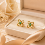 Green Moissanite Flower Stud Earrings in 925 Sterling Silver - Image 6
