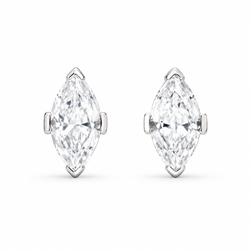 Marquise Moissanite Stud Earrings in 925 Sterling Silver
