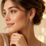Blue Teardrop Moissanite Drop Earrings in 925 Sterling Silver - Image 2