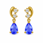 Blue Teardrop Moissanite Drop Earrings in 925 Sterling Silver