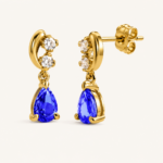 Blue Teardrop Moissanite Drop Earrings in 925 Sterling Silver - Image 3
