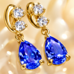 Blue Teardrop Moissanite Drop Earrings in 925 Sterling Silver - Image 4