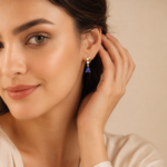 Blue Teardrop Moissanite Drop Earrings in 925 Sterling Silver - Image 5